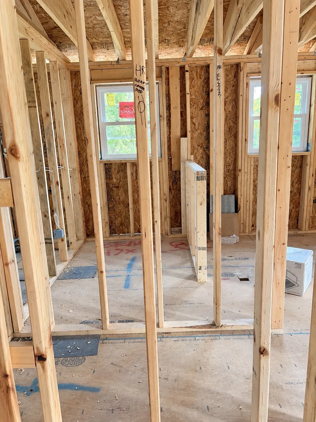 The addition framed out, before drywall